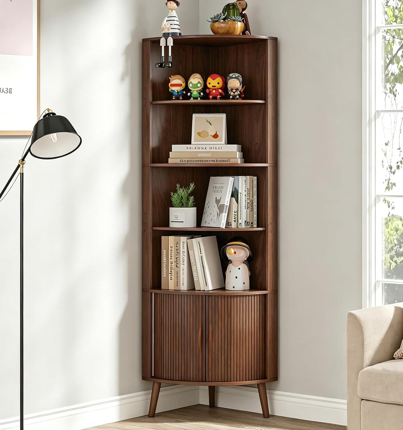 Bookshelf 5 Tier - Libreria Angolare a 5 Ripiani, 170