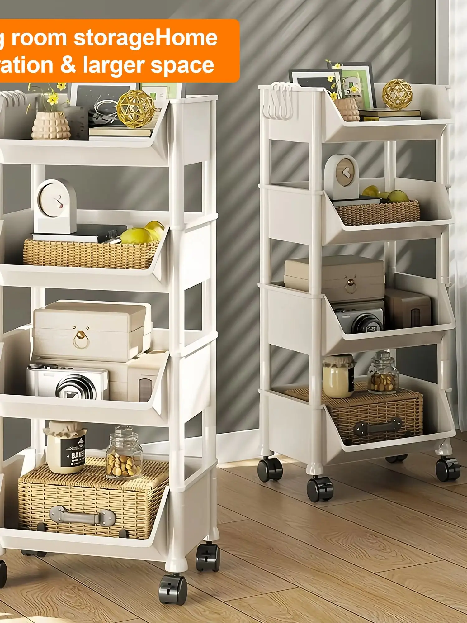 Book Cart Rolling - Carrello portaoggetti versatile a 4/5 livelli