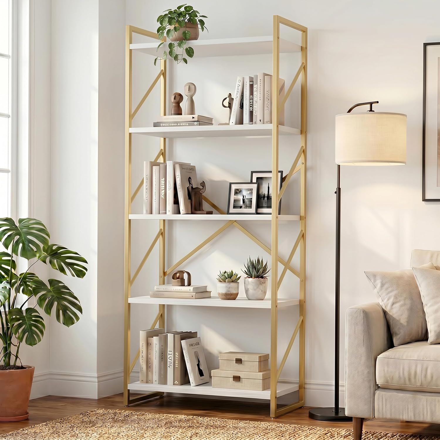 Bookshelf 5 Tier - Libreria Alta a 5 Ripiani, Scaffale