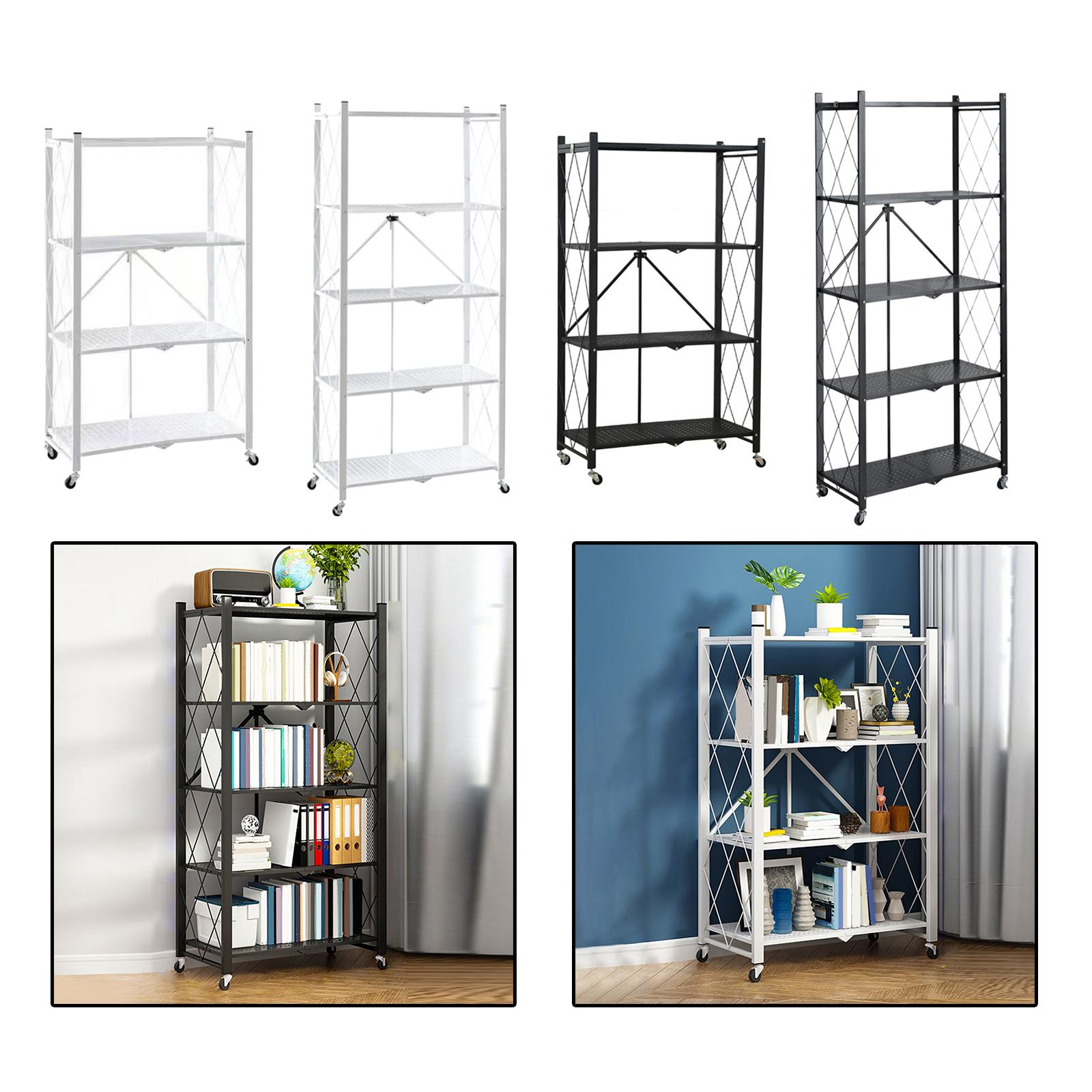 Bookshelf 5 Tier - Carrello Scaffale Pieghevole a 5 Ripiani