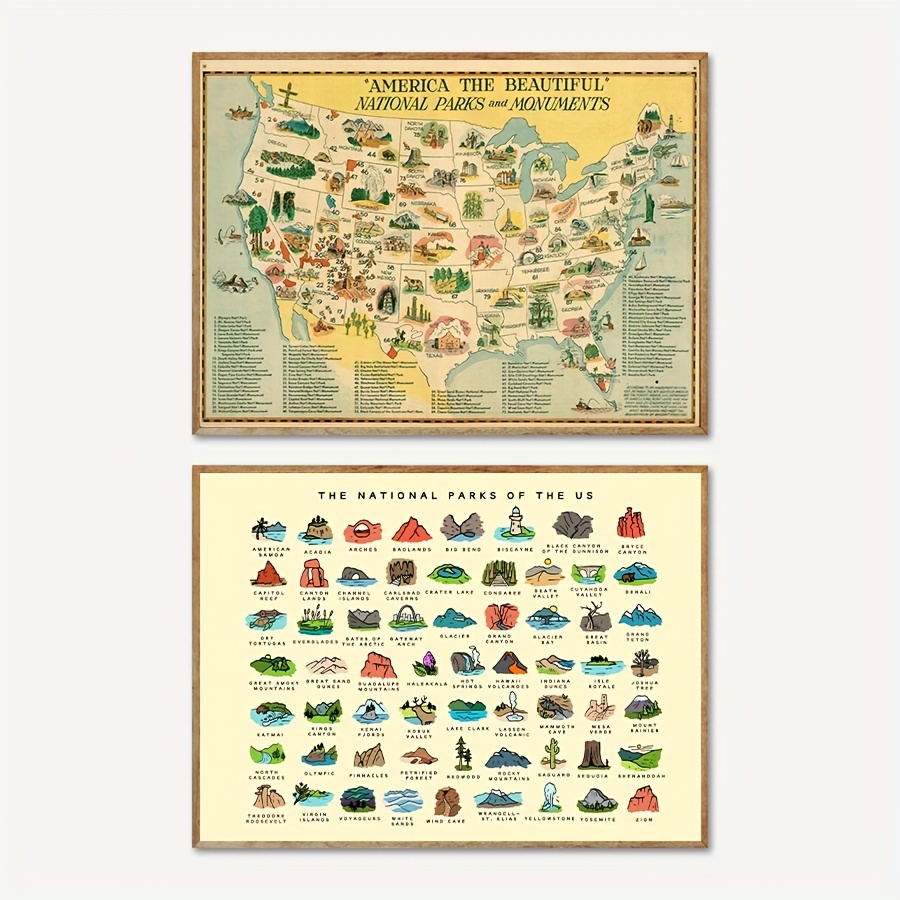 Office Furniture In Usa - Parchi e monumenti nazionali vintage Mappa