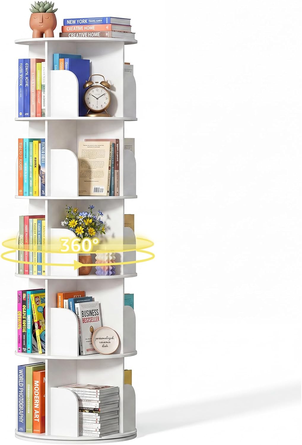 Bookshelf 5 Tier - Libreria girevole a 5 livelli, adatta