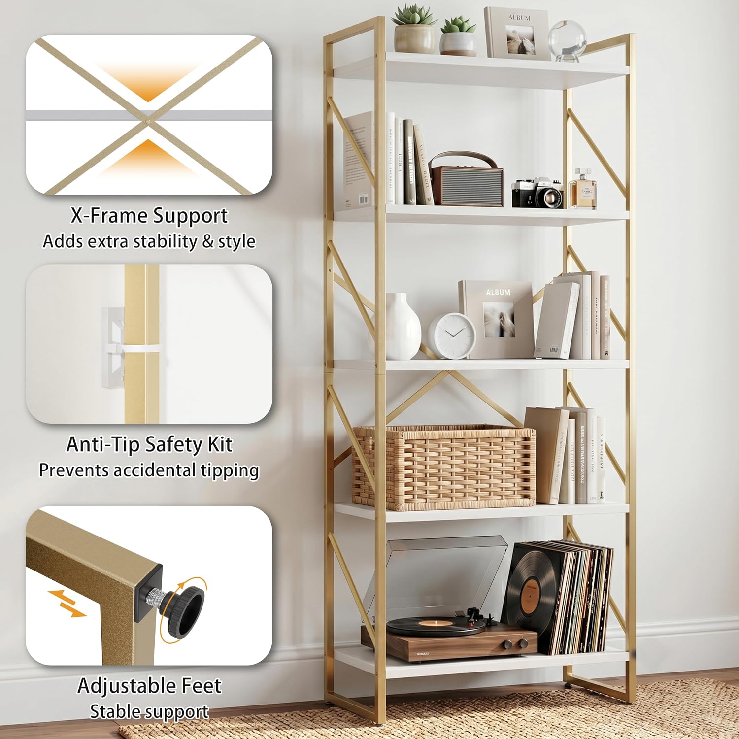 Libreria Alta a 5 Ripiani, Sca - Bookshelf 5 Tier recensione e prezzo