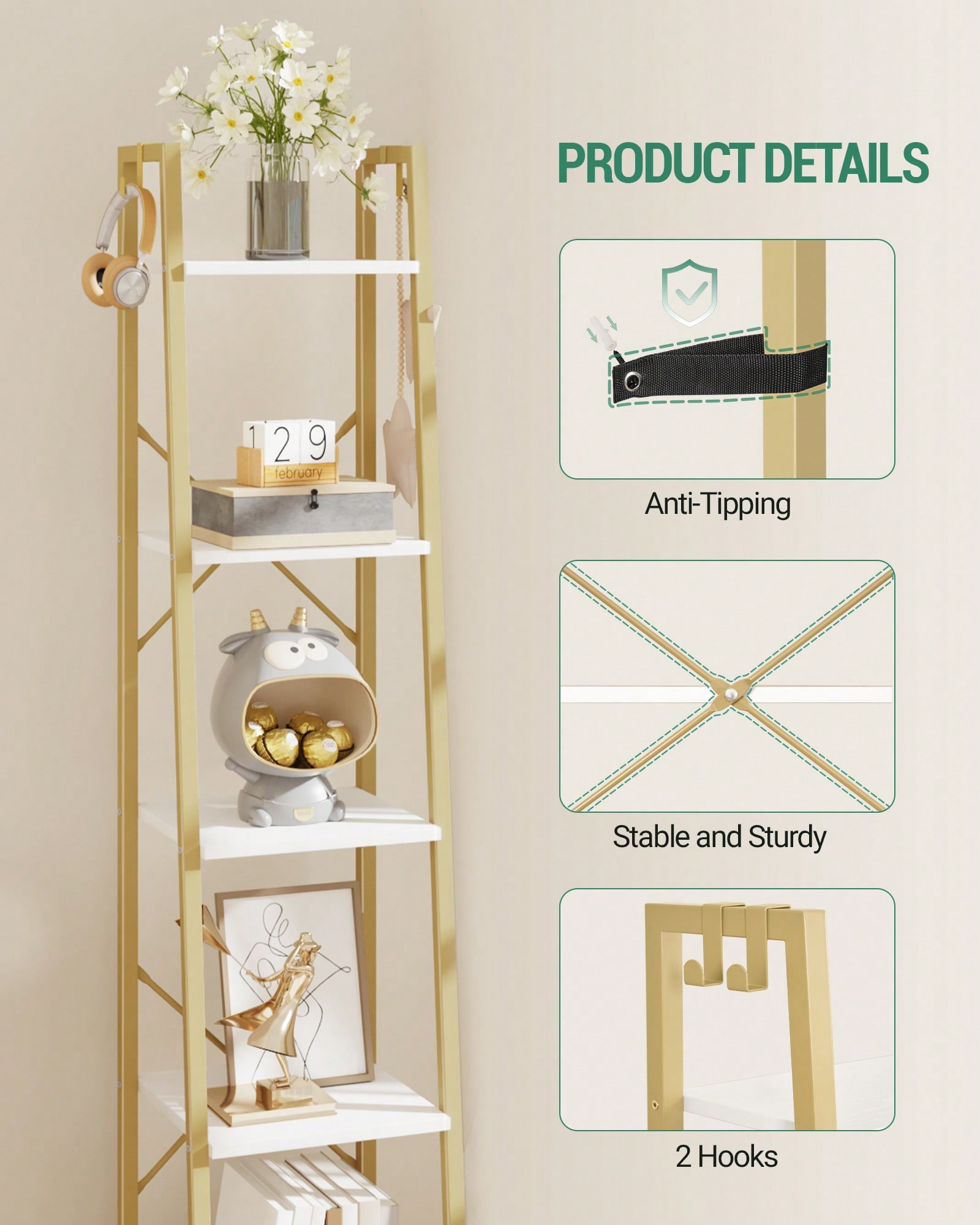 Scaffale a 5 Ripiani in Stile  - Bookshelf 5 Tier recensione e prezzo